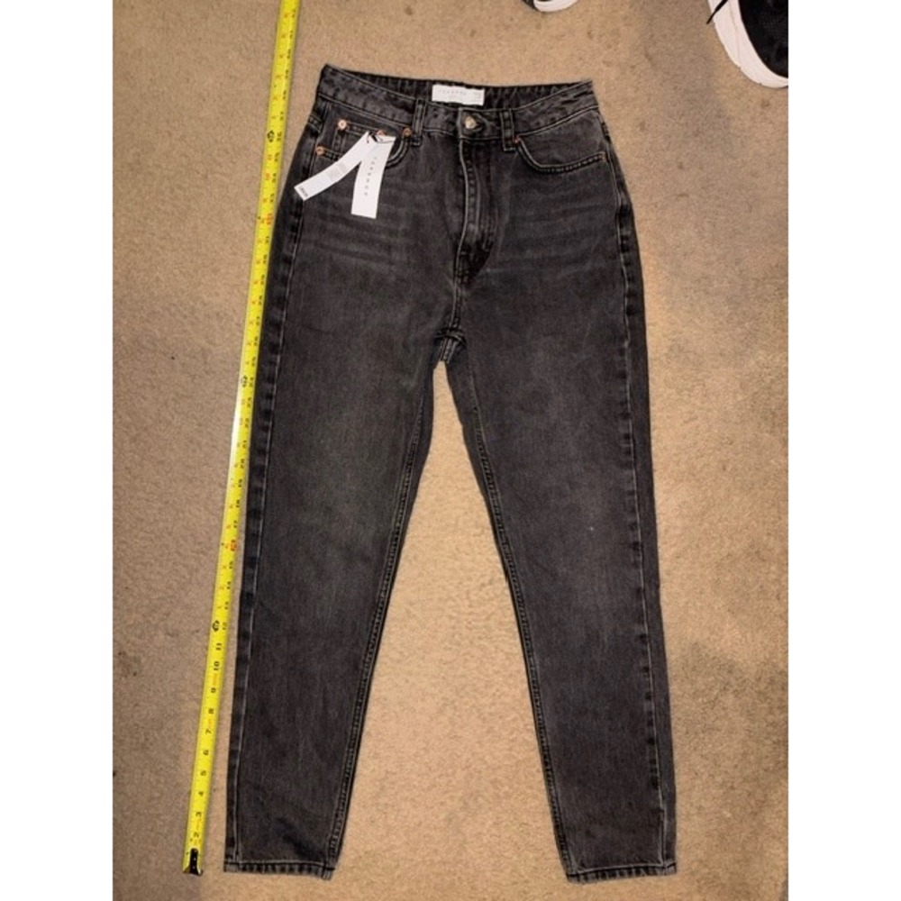 Topshop Hourglass Mom Jeans Washed Black High Waisted Tapered W26 L32 NEW T01-25